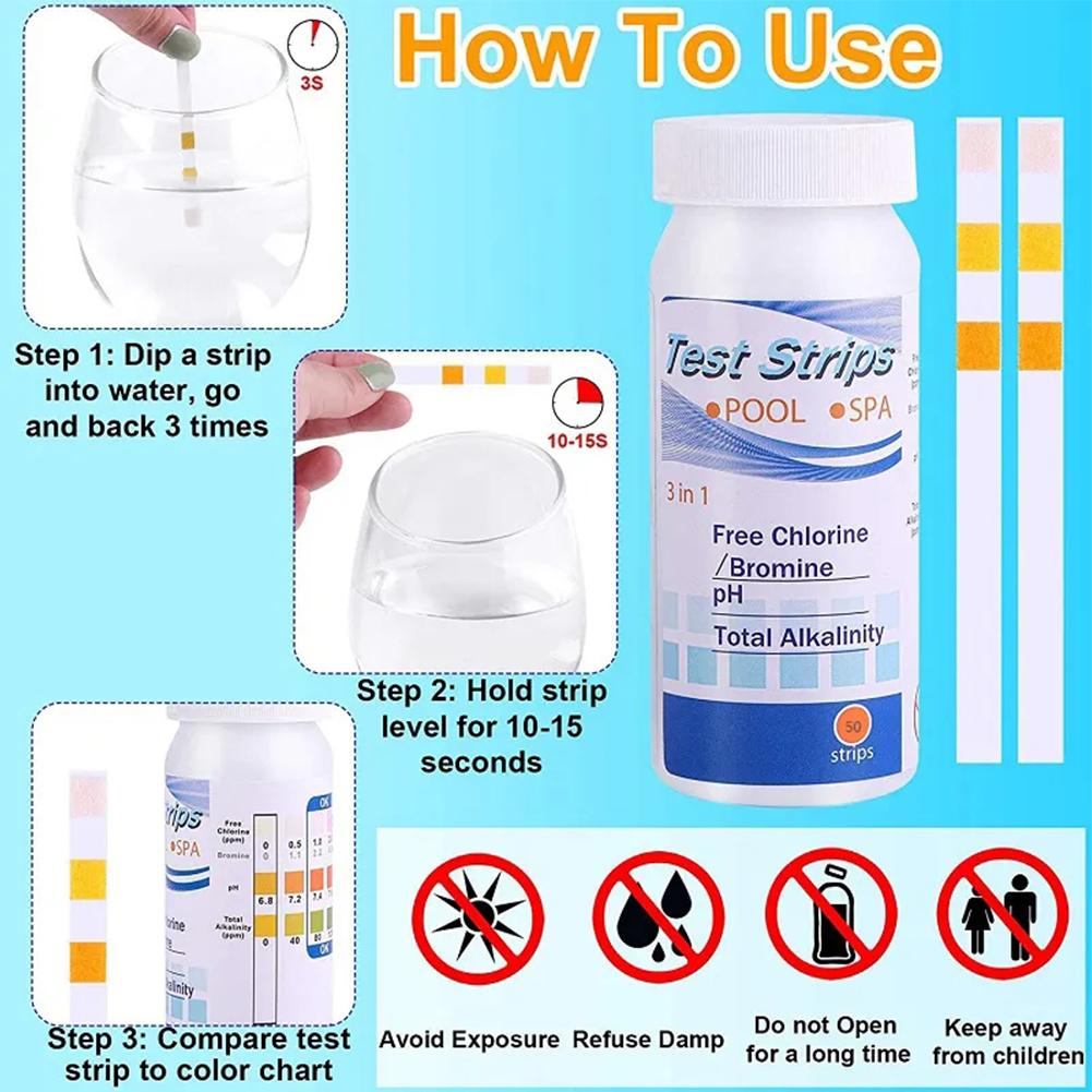 50pcs Chlorine PH Test Strips  - Water Testing Kit 评论和价格