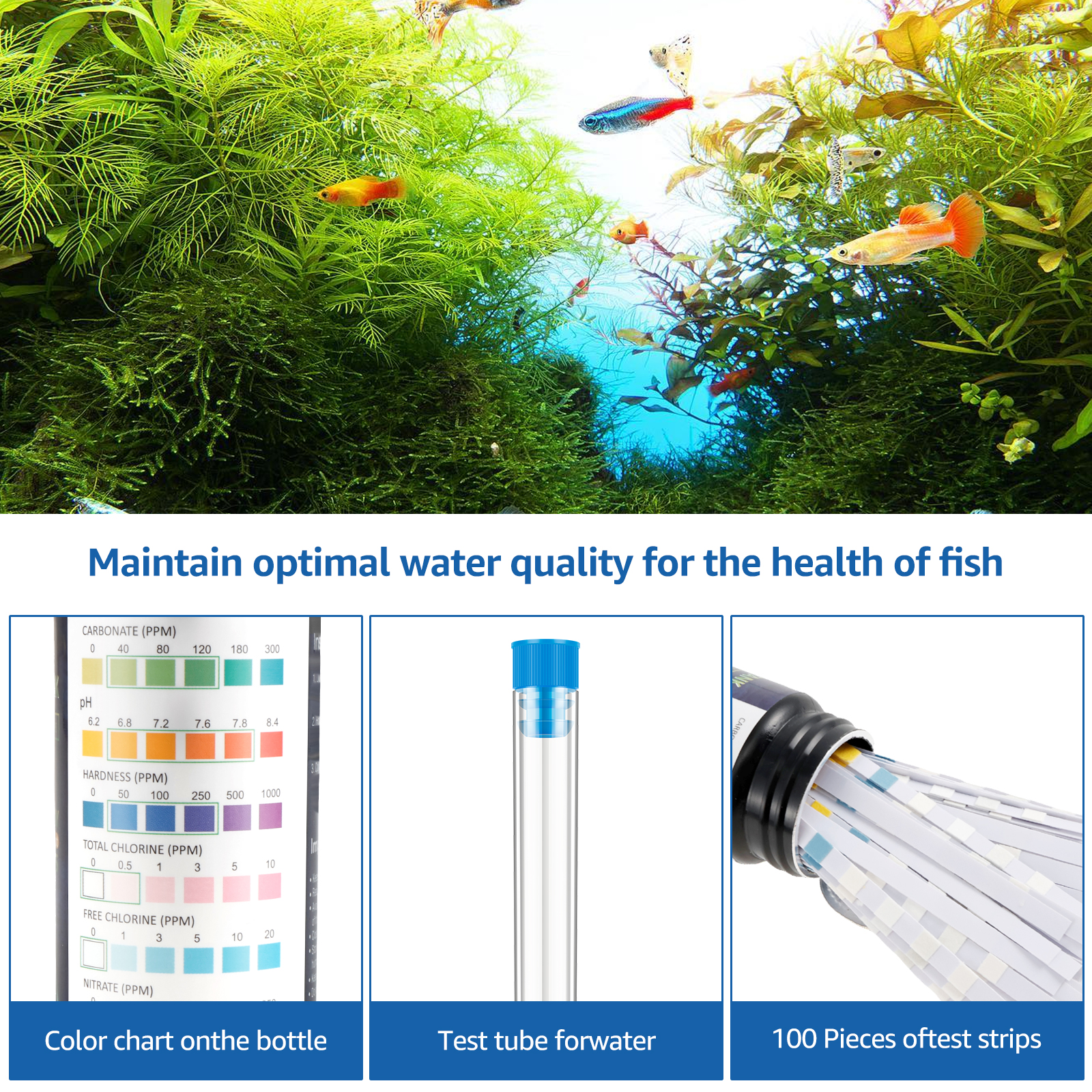 100Pcs 7 in 1 Aquarium Test St - Water Testing Kit 评论和价格